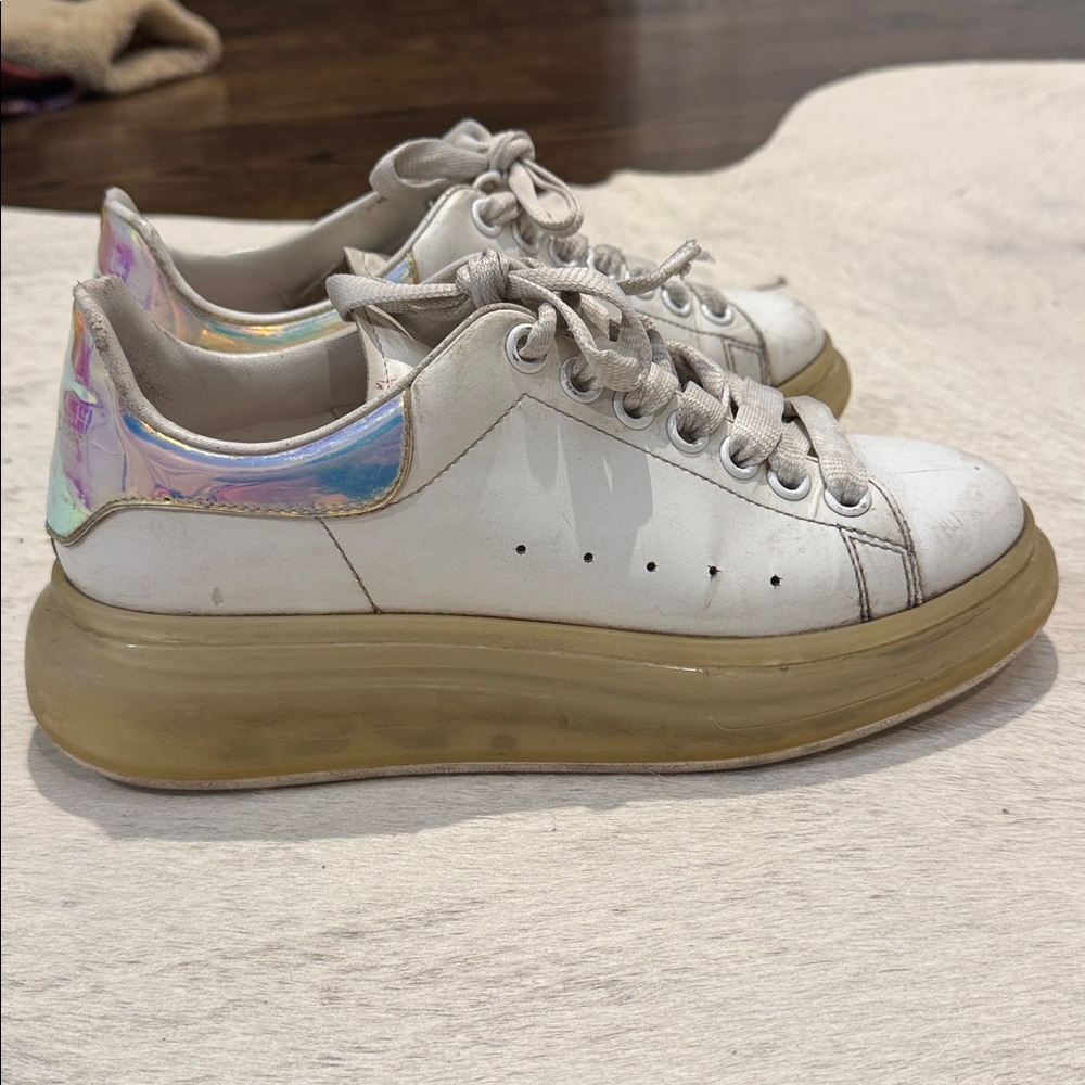 Alexander McQueen White Sneakers with Iridescent Detail